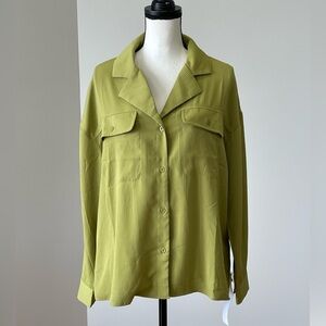 Lumiere New with tags size Medium green office career business blouse button up